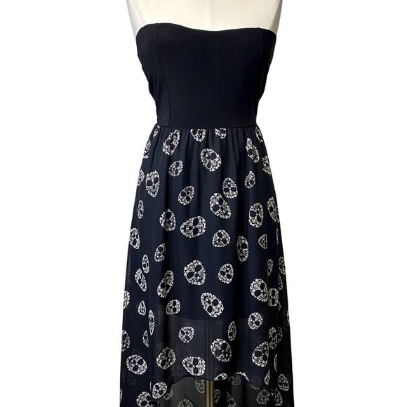 Vintage Y2k 90's 00's Sleeveless Scull Hi-Low Sheer Gothic Emo Grunge Dress - Picture 4 of 14